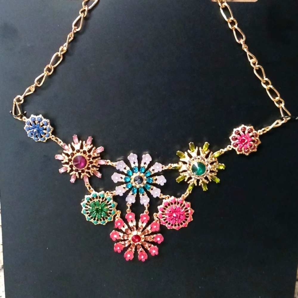 Multicolor Flower Statement Necklace